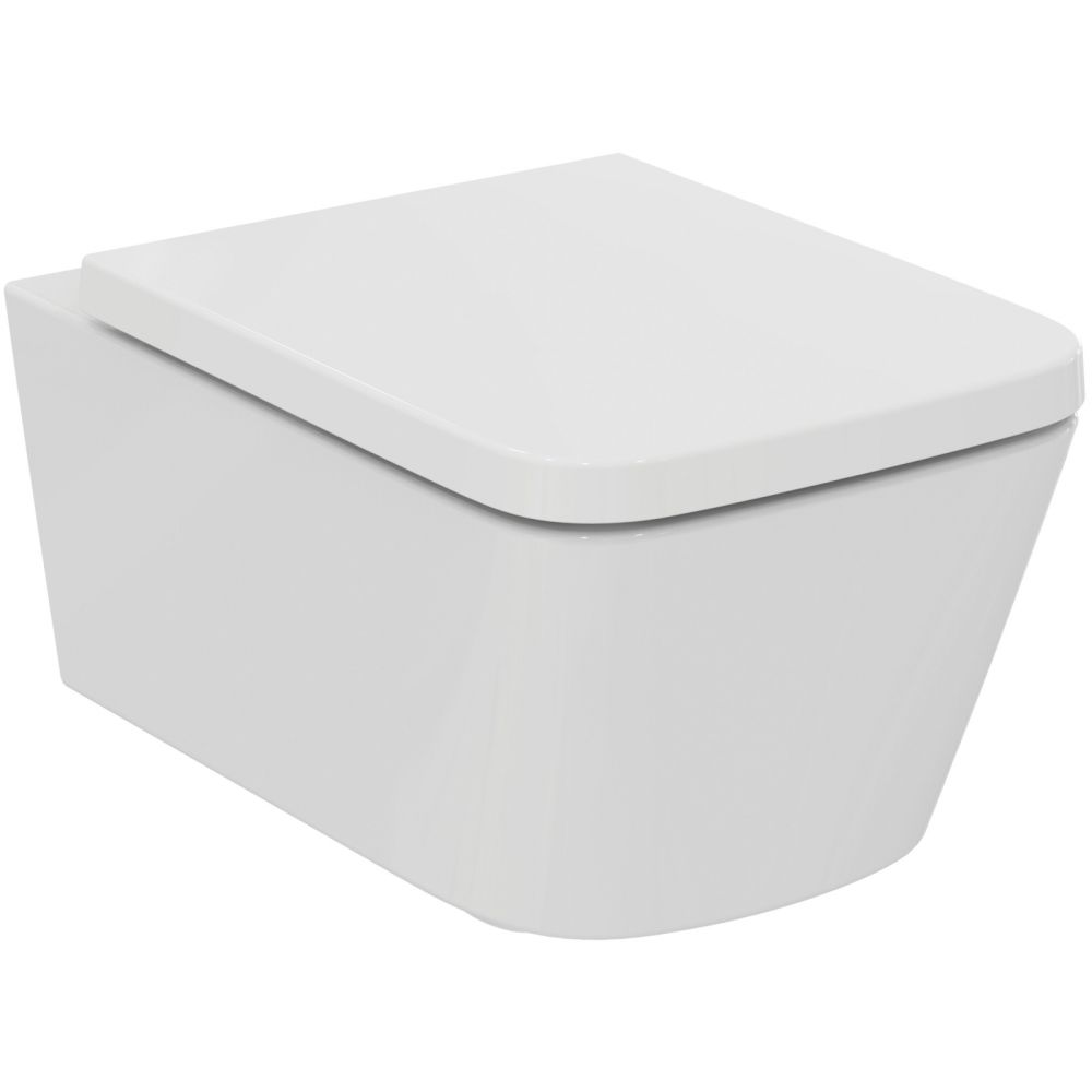 Vas wc suspendat Ideal Standard Blend Cube AquaBlade alb lucios cu capac soft close inclus