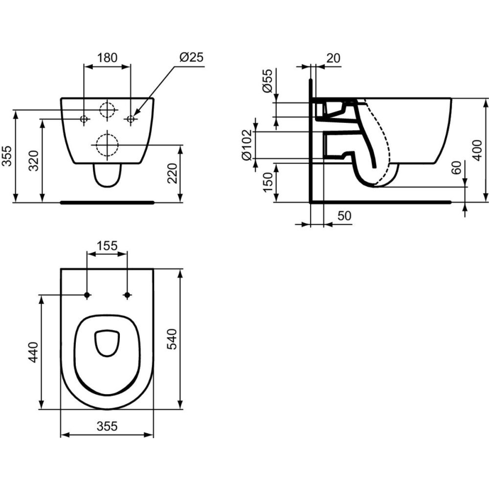 Vas wc suspendat Ideal Standard Blend Curve AquaBlade alb lucios cu capac inclus [9]