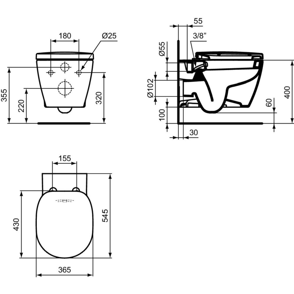 Vas wc suspendat Ideal Standard Connect cu functie bideu alb lucios cu capac inclus [2]
