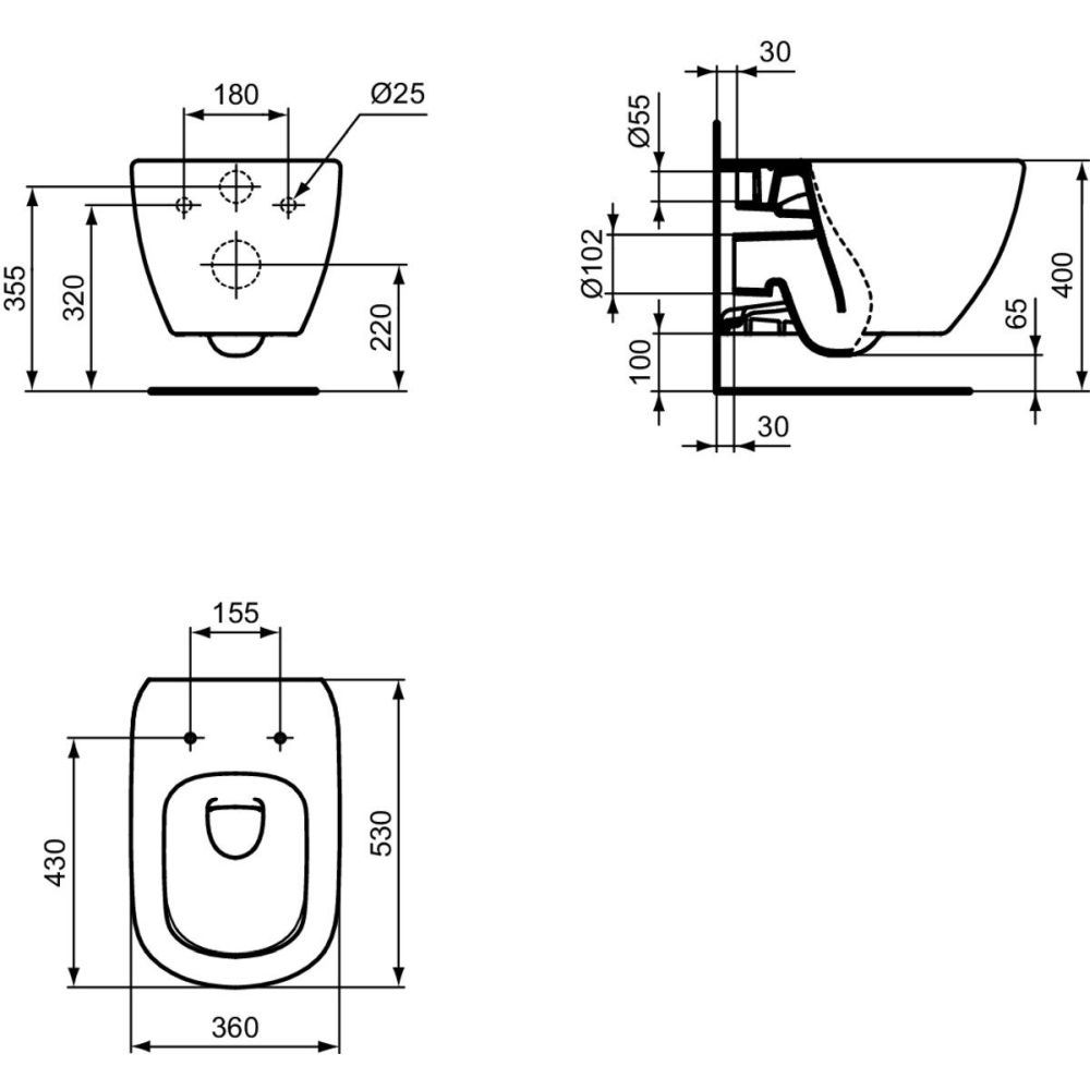 Vas wc suspendat Ideal Standard Tesi AquaBlade alb lucios cu capac inclus [4]