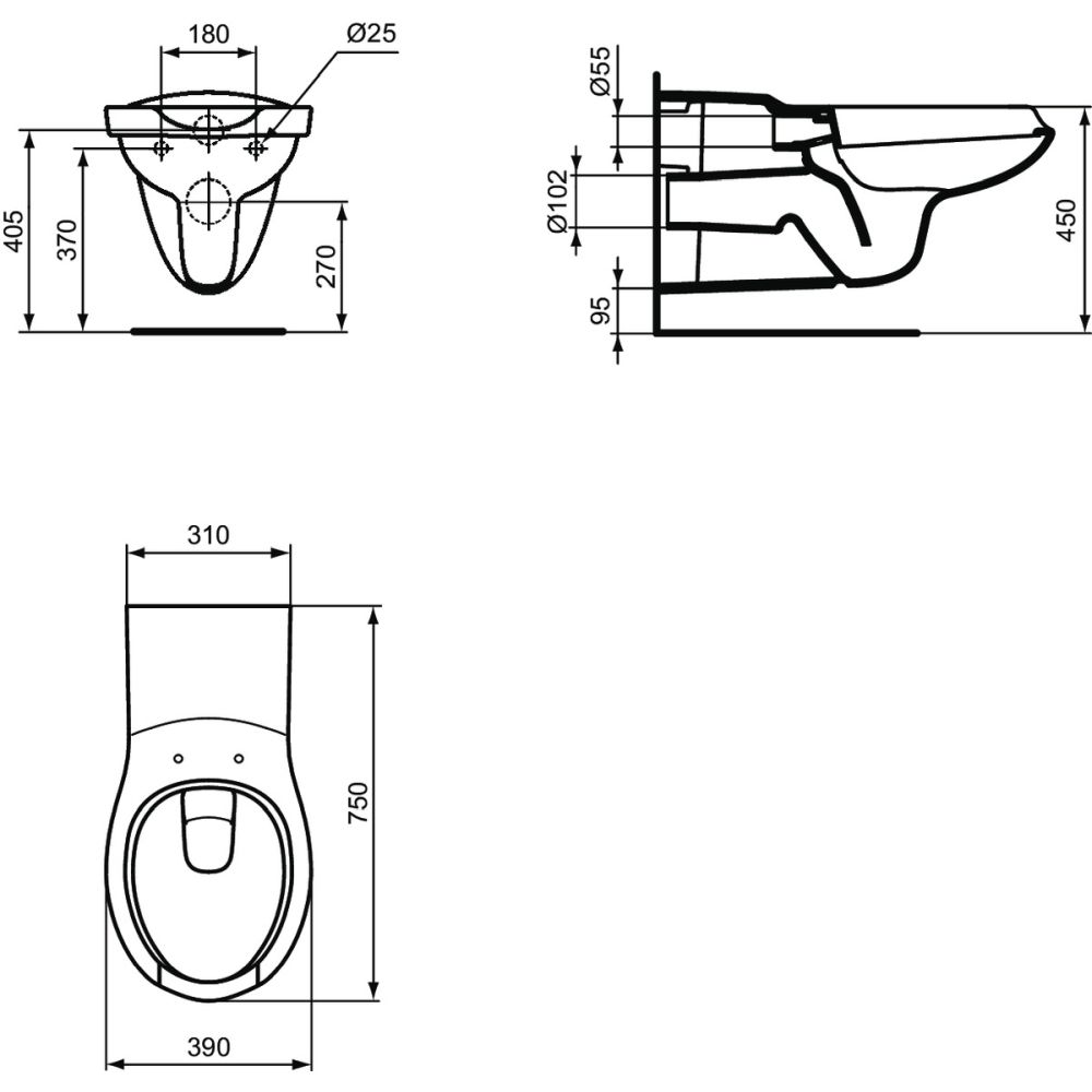 Vas wc suspendat pentru persoane cu dizabilitati Ideal Standard Maia alb [2]