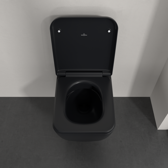 Vas wc suspendat, negru, evacuare orizontala, capac inclus, Villeroy & Boch Skyla TwistFlush [4]