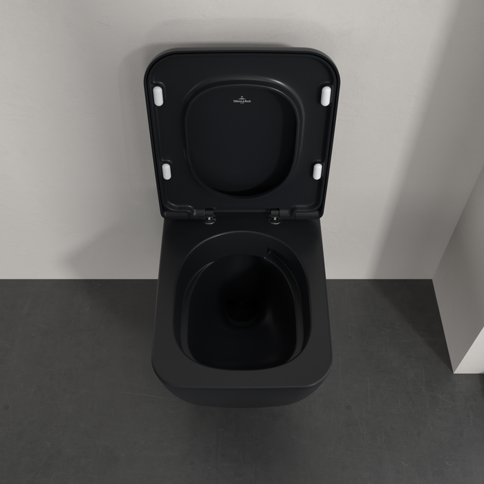 Vas wc suspendat, negru, evacuare orizontala, capac inclus, Villeroy & Boch Skyla TwistFlush [7]