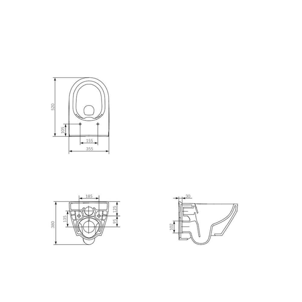 Set vas wc suspendat oval rimless, cu capac soft close si easy off, Cersanit Crea [7]