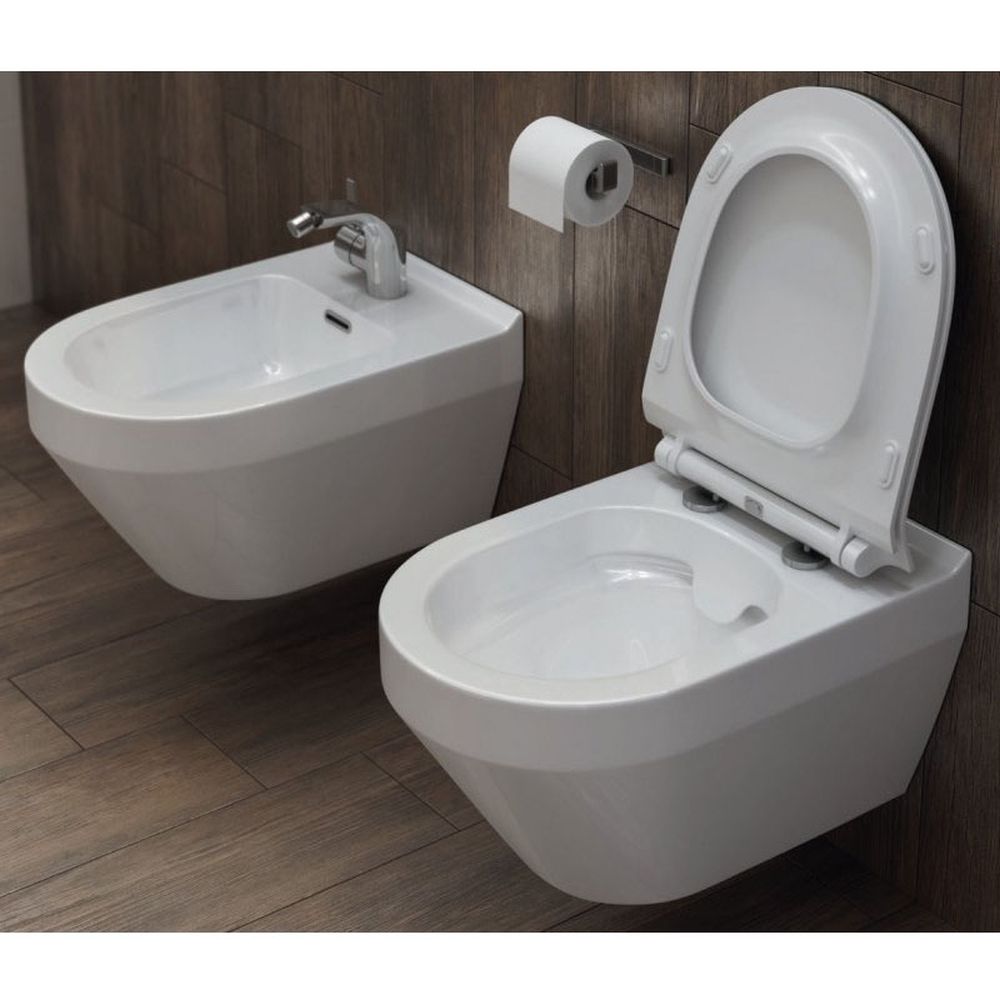 Set vas wc suspendat oval rimless, cu capac soft close si easy off, Cersanit Crea [6]