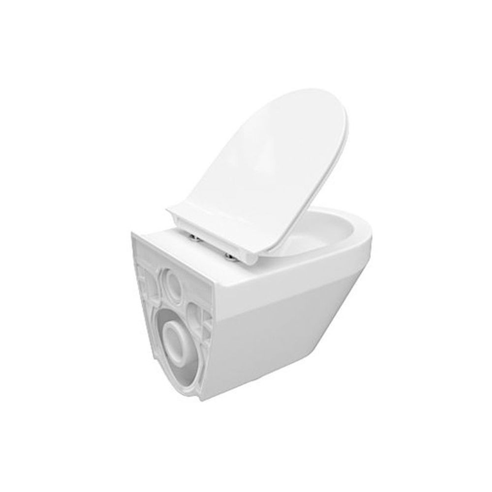 Set vas wc suspendat oval rimless, cu capac soft close si easy off, Cersanit Crea [3]