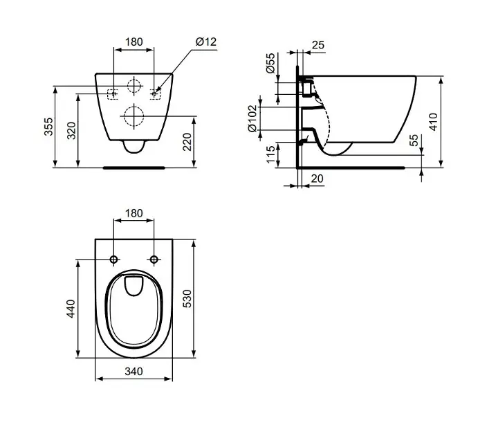 Vas wc suspendat, pentru rezervor incastrat, hydro twist, Ideal Standard I.life O [2]