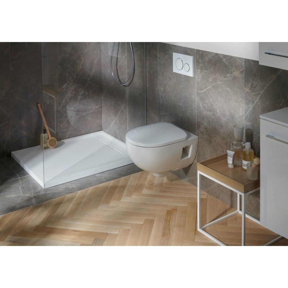 Set vas WC suspendat semirotund, rimless, cu capac soft close din duroplast, alb, Geberit Selnova [2]
