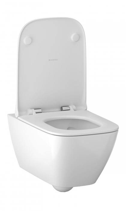 Set vas wc suspendat rimless, alb lucios cu capac din duroplast, softclose, Geberit Smyle Square [2]