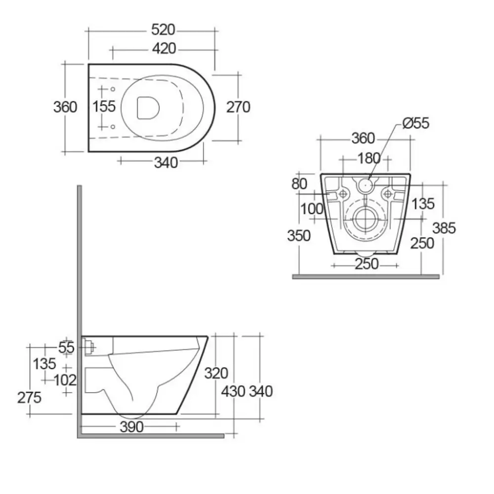 Vas wc suspendat rimless alb mat, RAK Feeling [2]