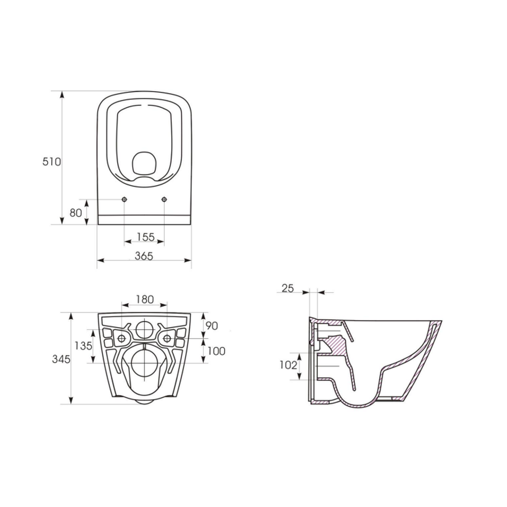 Vas wc suspendat rimless Cersanit City, dreptunghiular, alb [4]