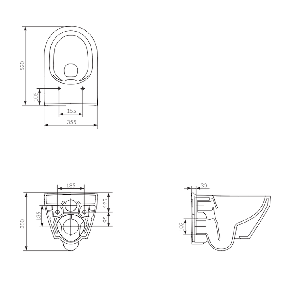 Vas wc suspendat rimless Cersanit Crea, oval, alb [4]