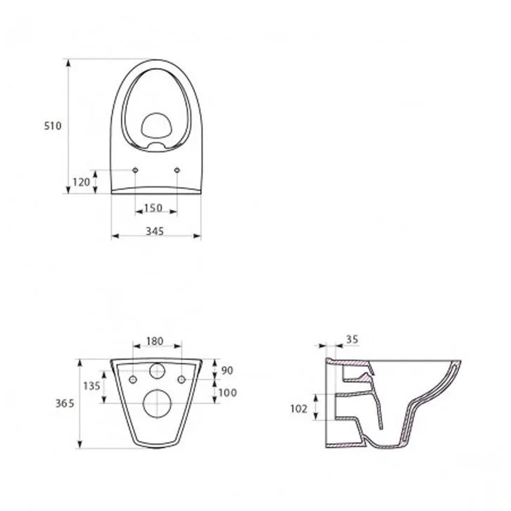 Vas wc suspendat rimless Cersanit Parva, alb [4]