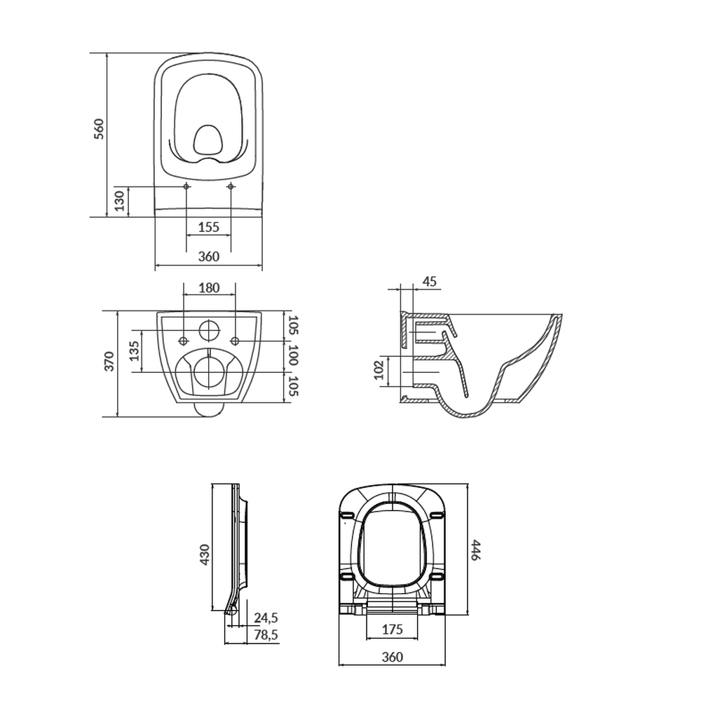 Vas wc suspendat rimless Cersanit Virgo Cleanon cu capac soft close inclus, alb [4]