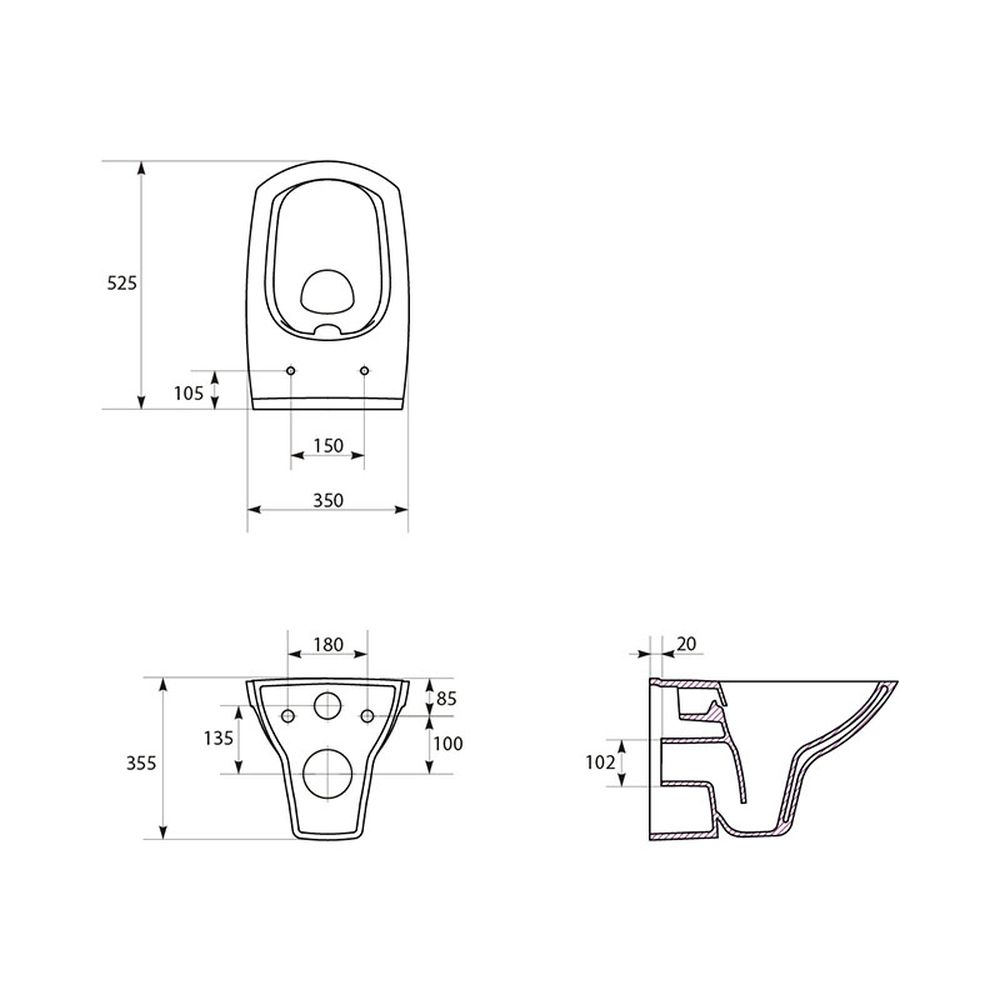 Vas wc suspendat rimless, cu capac duroplast, Cersanit Carina [7]