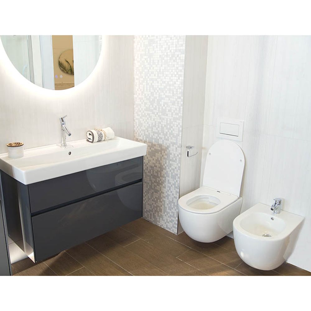 Vas wc suspendat rimless cu capac quick release si soft close, alb, Minerva, Fluminia [3]
