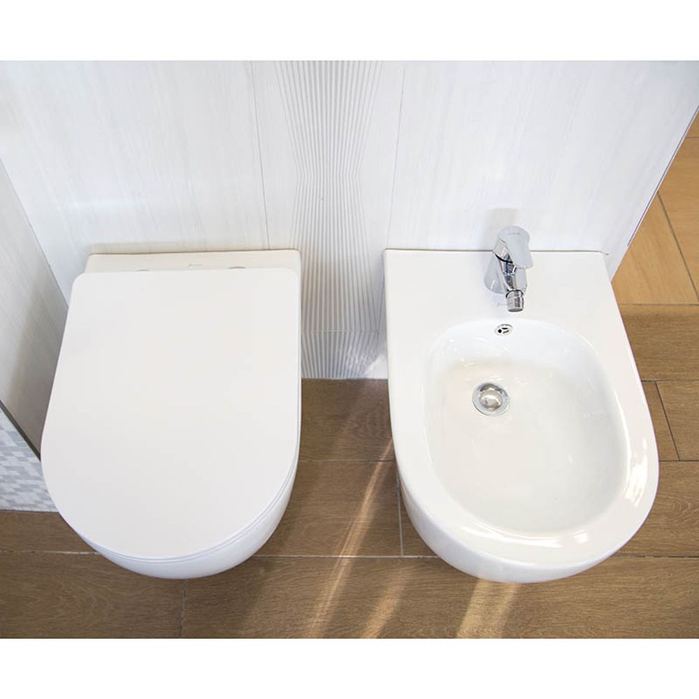 Vas wc suspendat rimless cu capac quick release si soft close, alb, Minerva, Fluminia [4]