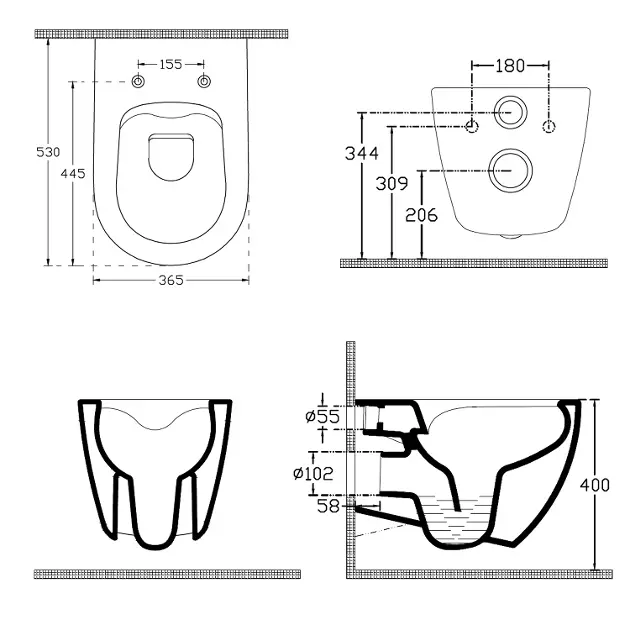 Vas wc suspendat, rimless, ivory, Sapho Infinity [6]