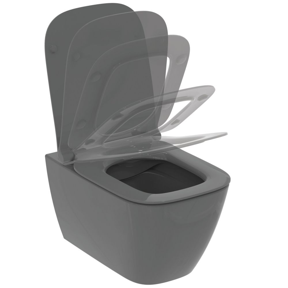Vas wc suspendat rimless plus Ideal Standard i.life B gri lucios cu capac soft close inclus [4]