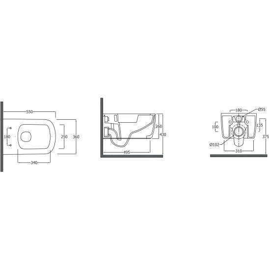 Vas wc suspendat, Rimless, Spiralflush, negru mat, Kludi Resa S [2]