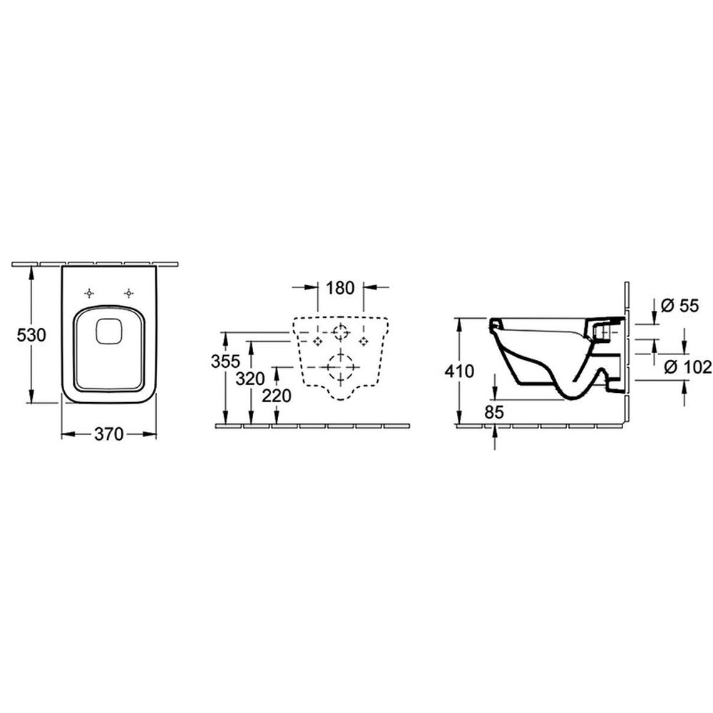 Vas wc suspendat rimless cu capac soft close, dreptunghiular, Villeroy & Boch Architectura [4]