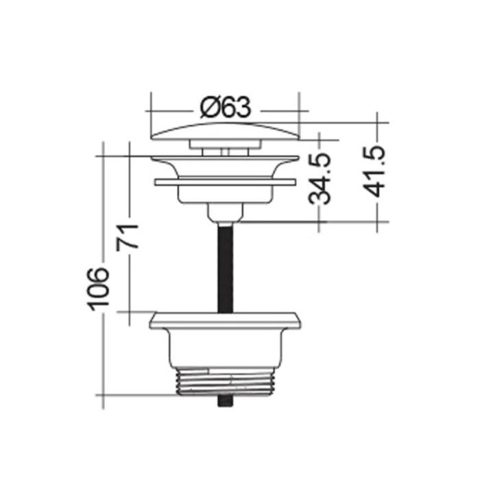 Ventil cu click-clack pentru lavoar, RAK, Feeling, fara preaplin, alb [2]