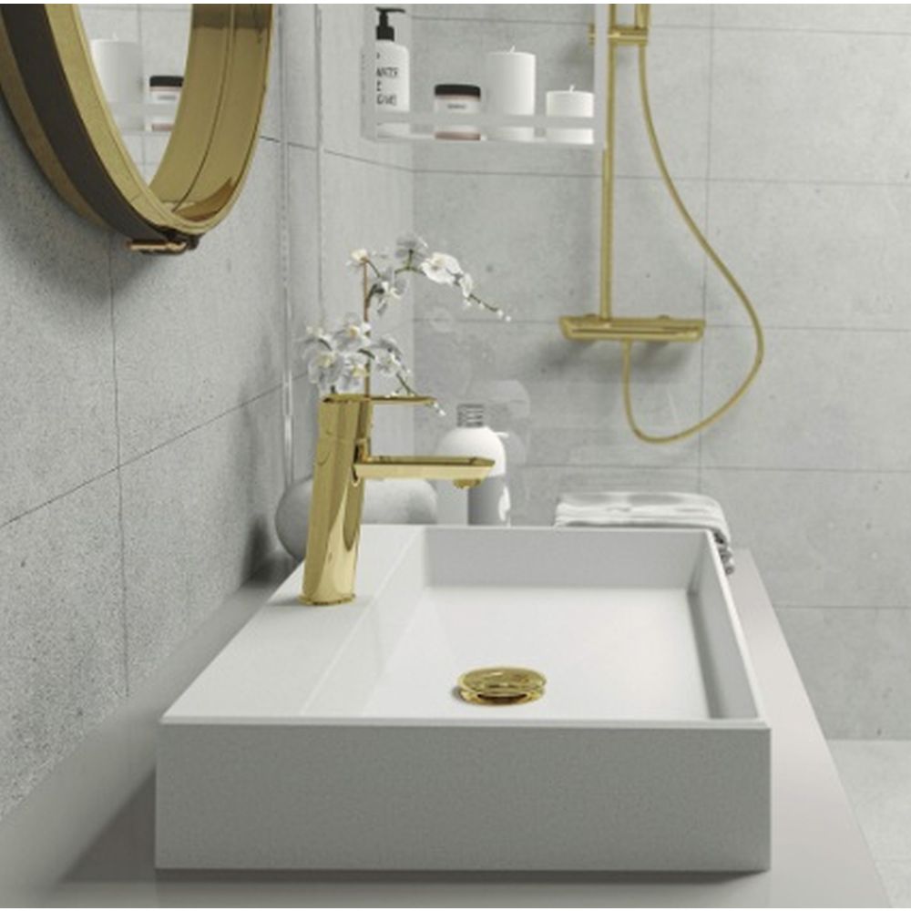 Ventil lavoar baie click-clack auriu lucios cu preaplin Deante [3]