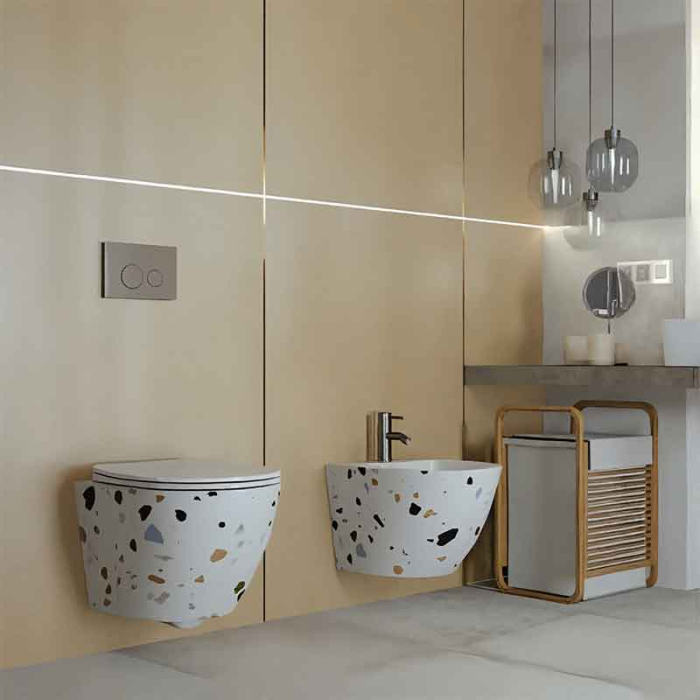 Baterie bideu din alama sanitara, crom lucios, pipa fixa, 13 cm, LaVita Verdi [2]