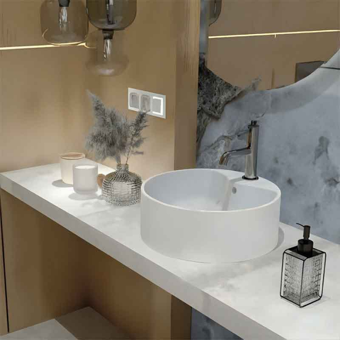 Baterie lavoar din alama sanitara, crom lucios, pipa fixa 13,3 cm, LaVita Verdi [2]