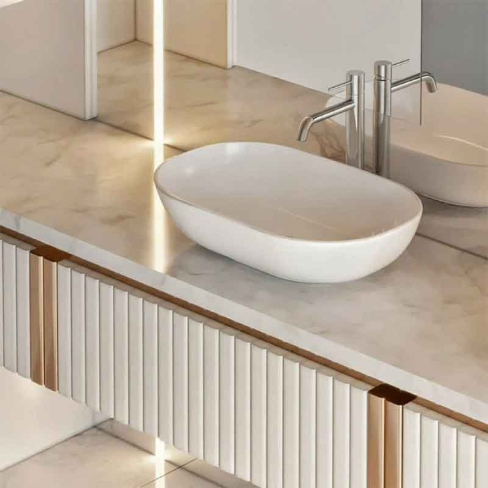 Baterie lavoar din alama sanitara, crom, montaj pe blat, LaVita Verdi [2]