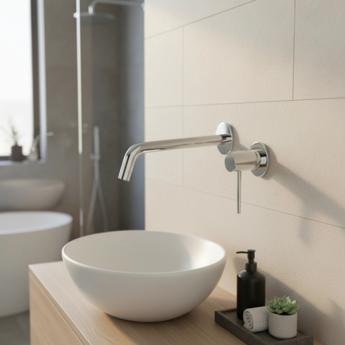 Baterie lavoar incastrata din alama sanitara, crom lucios, pipa fixa 20 cm, LaVita Verdi [2]