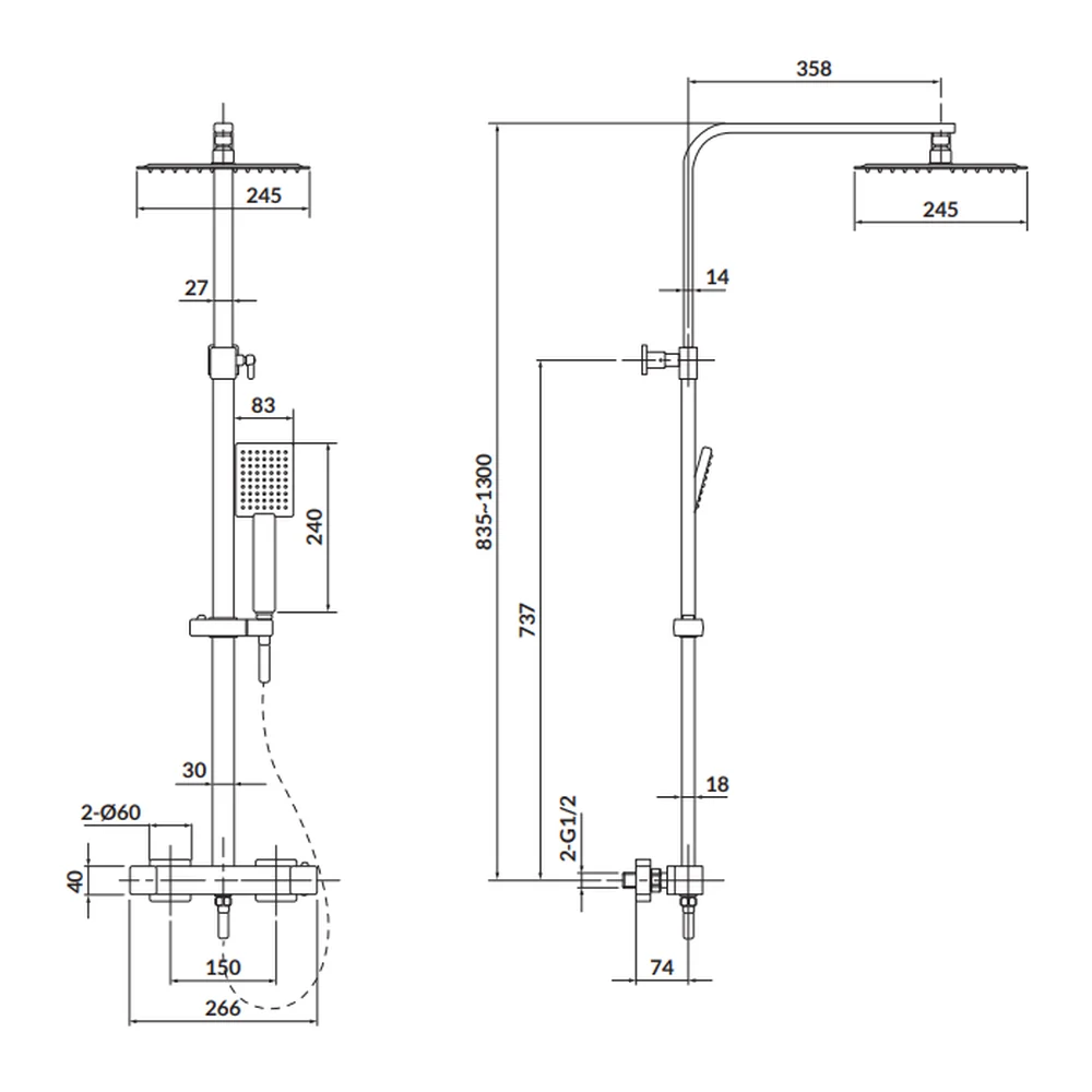 Coloana de dus termostatata din alama, crom lucios, cu palarie si set dus complet, LaVita Verdi [2]