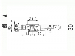 Corp sifon baie cu evacuare laterala si racord lateral Kessel, System 100 [1]