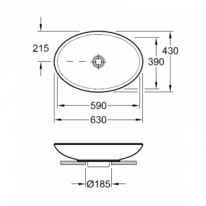 Lavoar pe blat alb lucios 63 cm, oval, Villeroy & Boch, Loop & Friends [4]