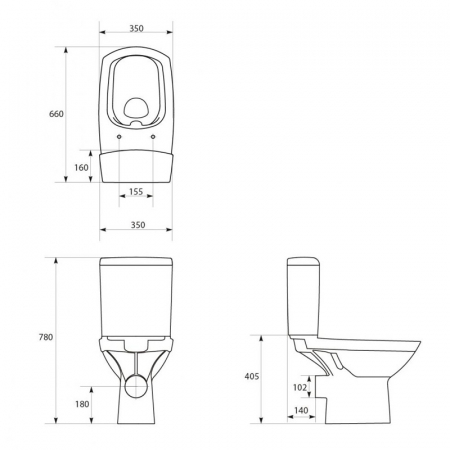 Vas wc rimless cu rezervor si capac Soft-Close si Easy Off inclus, Cersanit, Carina New [3]