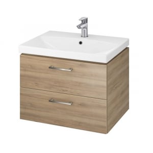 Mobilier baie - Set dulap baie cu lavoar incastrat Cersanit Lara, 60 cm, nuc