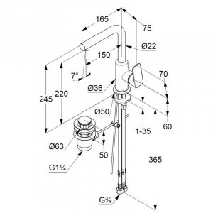 Baterie lavoar crom lucios, ventil inclus, Kludi Pure & Style [3]