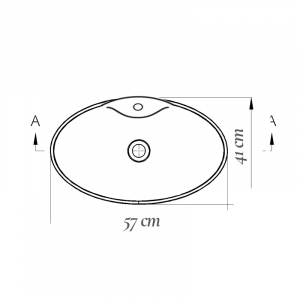 Lavoar pe blat alb lucios 57 cm, oval, orificiu baterie, Fluminia Tamisa [7]