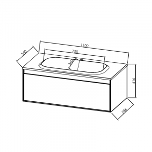 Set dulap baie cu lavoar inclus Kolpasan Pandora, 110 cm, stejar [2]