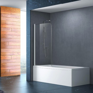 Baie - Paravan cada sticla securizata cu rama metalica, 80x140 cm, Mediterraneo, Round
