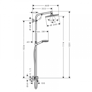 Coloana de dus cu baterie termostata, culoare crom, Hansgrohe Crometta S240 [5]