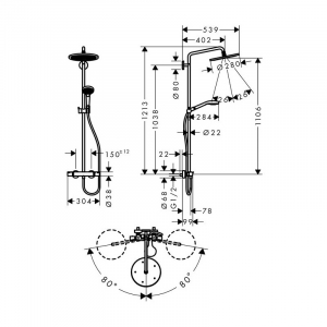 Coloana dus cu baterie termostatata inclusa crom lucios, Hansgrohe, Croma Select S [1]