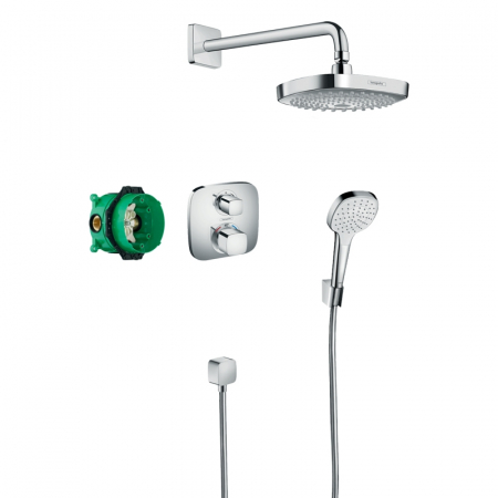 Sisteme de dus incastrate - Set dus cu baterie termostatata si corp incastrat inclus crom Hansgrohe, Croma Select E