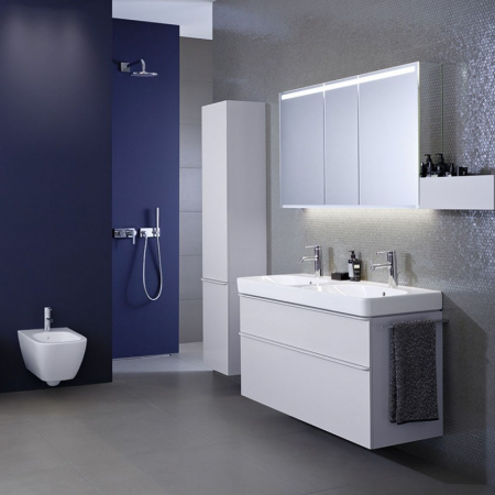 Lavoar baie dublu pe mobilier alb 120 cm Geberit Smyle Square [1]
