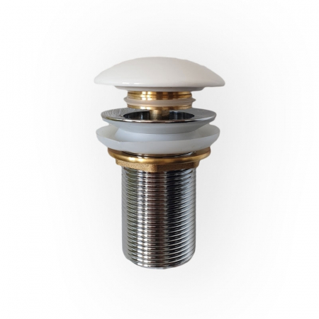 Baie - Ventil lavoar click-clack cu capac ceramic alb cu preaplin, Foglia