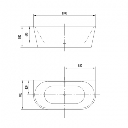 Cada baie freestanding 170 x 80 cm lipita de perete Florida, Beatrice [3]