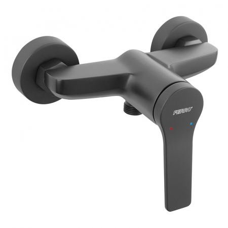 Baie - Baterie dus monocomanda culoare negru mat Ferro, Stratos