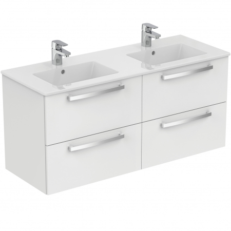 Mobilier baie - Set dulap baie suspendat alb Ideal Standard Tempo cu lavoar dublu inclus 122 cm