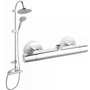 Baie - Coloana de dus cu baterie termostatata inclusa crom Ferro, Trinity