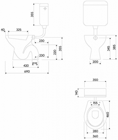 Vas wc cu evacuare verticala, alb, Idol, Kolo [1]